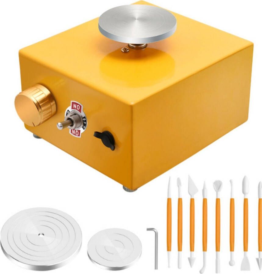 Velox Mini Draaischijf Pottenbakker DIY Pottenbakken Pottenbakkersschijf Elektrische Draaischijf Incl. Schijf 6 5 cm & 10 cm Pottenbakker Set Goud