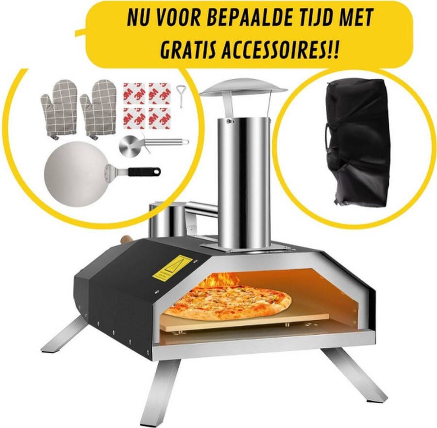 Velox Pizza Oven Draagbare Pizza Pellet Oven Inclusief GRATIS accessoires Roestvrij Staal 76.4x44.3x54.5