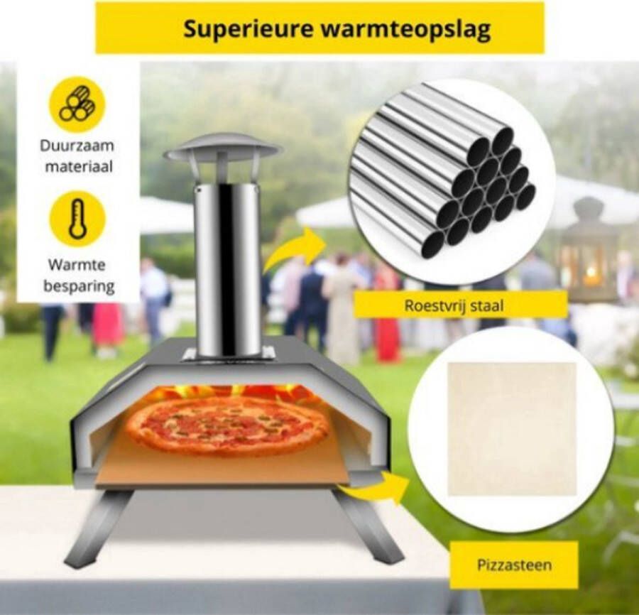 Velox Pizza Oven Professionele Pizza Oven Buitenkeuken Pizza Gourmet Barbecue RVS Tot 600°C Inclusief Draagtas