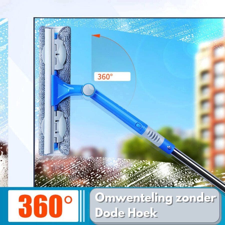 Velox Raamwisser Met Telescoopstang Ramenwasser Ramen Schoonmaken Roterende Ramenwasser Blauw