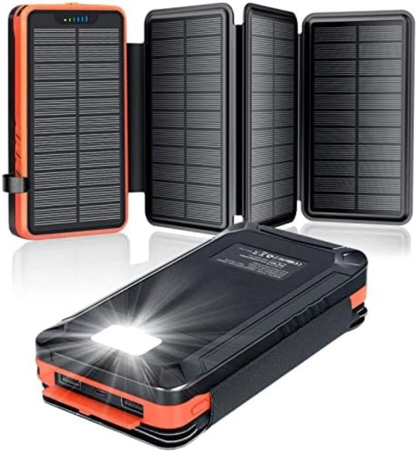 Velox Solar charger Solar panel Solar oplader Solar charger zonnepaneel Solar charger powerbank Oranje 26800mAh