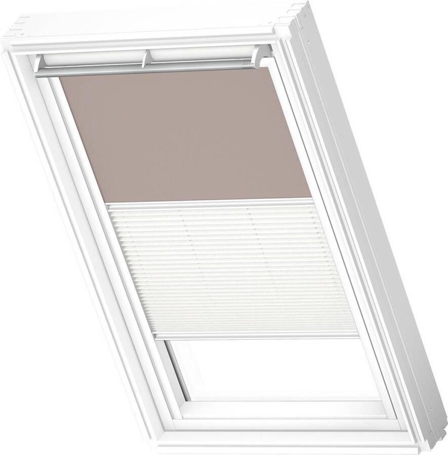 VELUX Origineel Verduisterend Rolgordijn Plus Plissé (DFD) Wit Kozijn MK04 Light Taupe