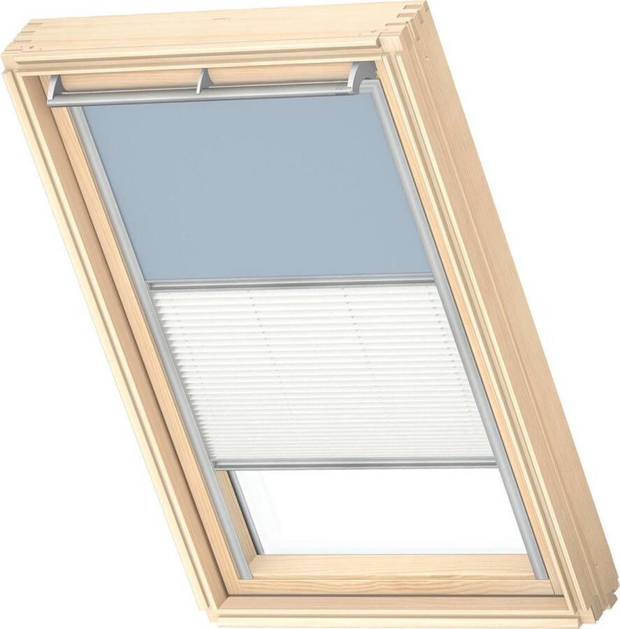 VELUX Origineel Verduisterend Rolgordijn Plus Plissé (DFD) Zilveren Kozijn CK02 Light Blue