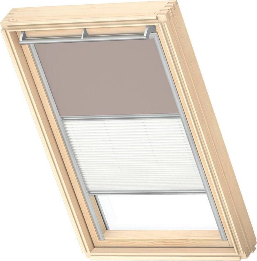 VELUX Origineel Verduisterend Rolgordijn Plus Plissé (DFD) Zilveren Kozijn M08 308 2 Light Taupe