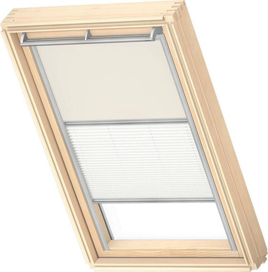 VELUX Origineel Verduisterend Rolgordijn Plus Plissé (DFD) Zilveren Kozijn PK08 Licht Beige