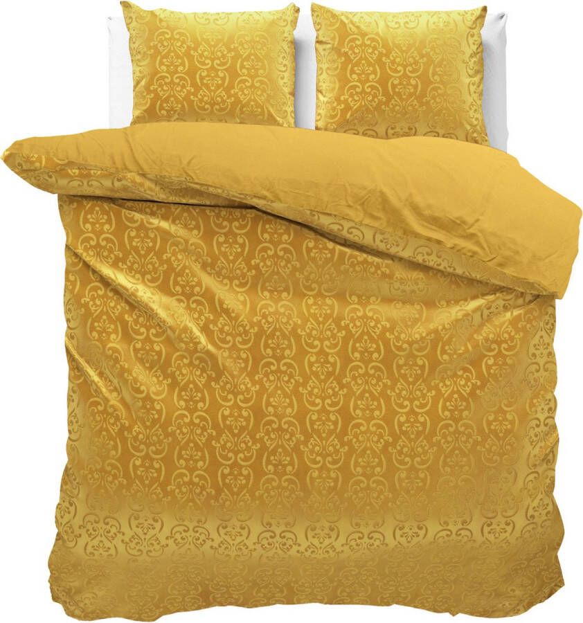 Velvet Fluweel zachte dekbedovertrek embossed goud tweepersoons (200x200 220) luxe uitstraling handige drukknopsluiting
