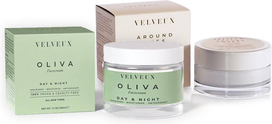 Velveux (Crème bundel) Oliva Face Cream & Oogcrème eye cream dagcreme moisturizer nachtcreme skincare gezichtsverzorging gezichtscreme