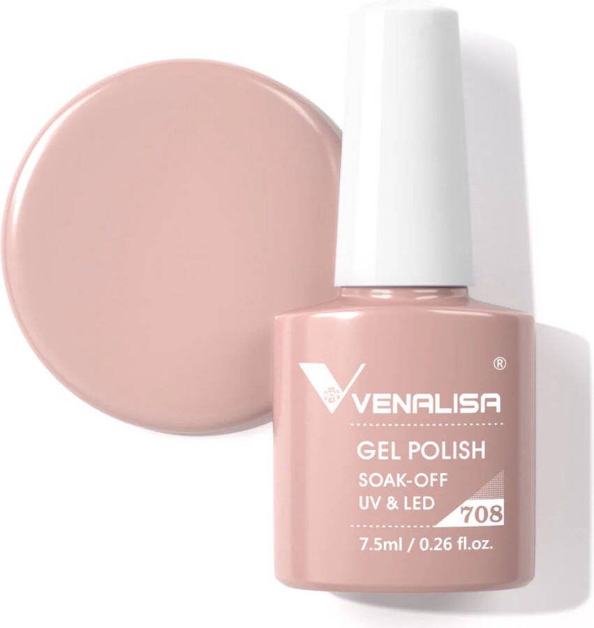 Venalisa UV Gellak Nude 7.5 ml 708 Gellak Naturel Gellak Beige Gellak Nude Kleuren Gellac Nude Gellak French Gellak French Pink Gellak Kleuren Gellak Nagellak