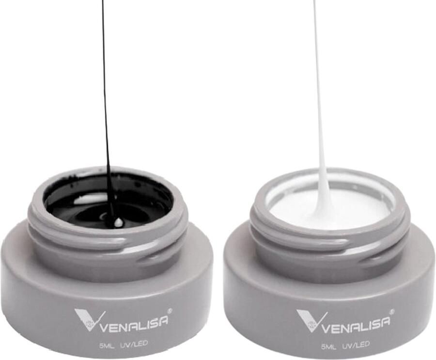 Venalisa Spider UV Gel Zwart en Wit 10 gram (2x 5 gram) Gel Liner Nail Art Spidergel Liner Gel Gellak Nagellak