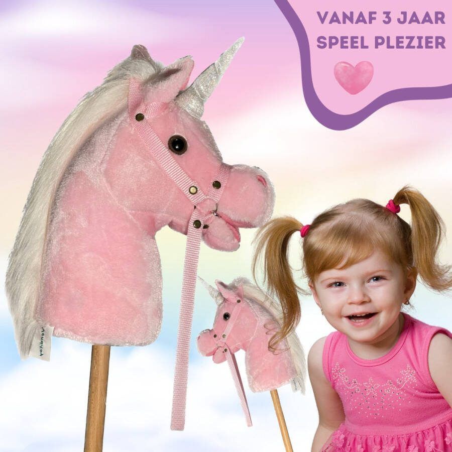 Venditoy – Stokpaard – Deluxe Hobbyhorse Stok Paard Hobby horse stokpaardje speelgoed – Eenhoorn stokpaard – eenhoorn speelgoed – roze stokpaard