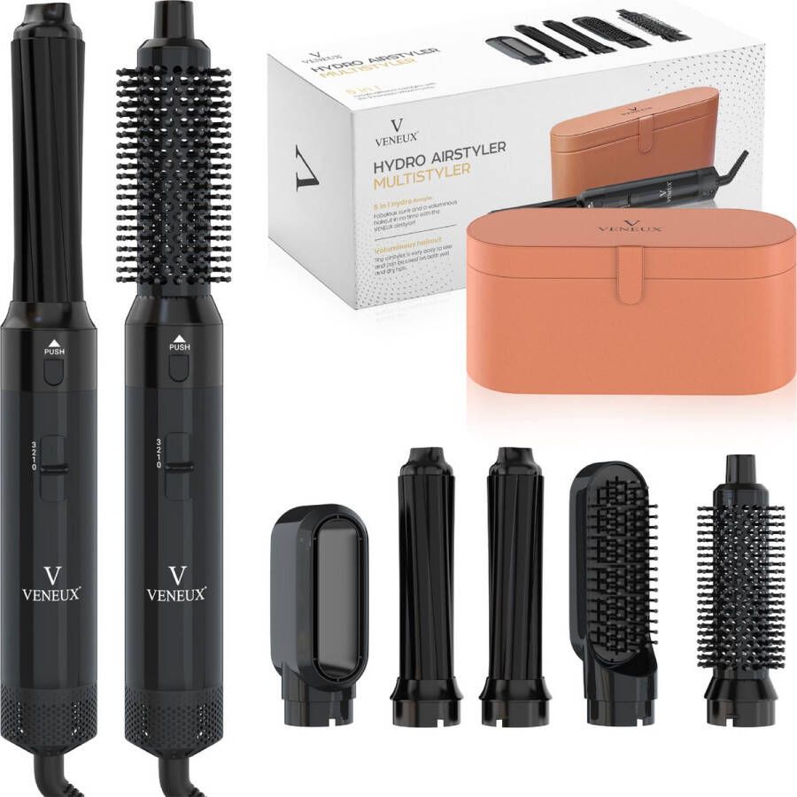 Veneux Föhnborstel Airstyler Krulborstel Krultangen 5 in 1 Multistyler Met Opbergcase Zwart