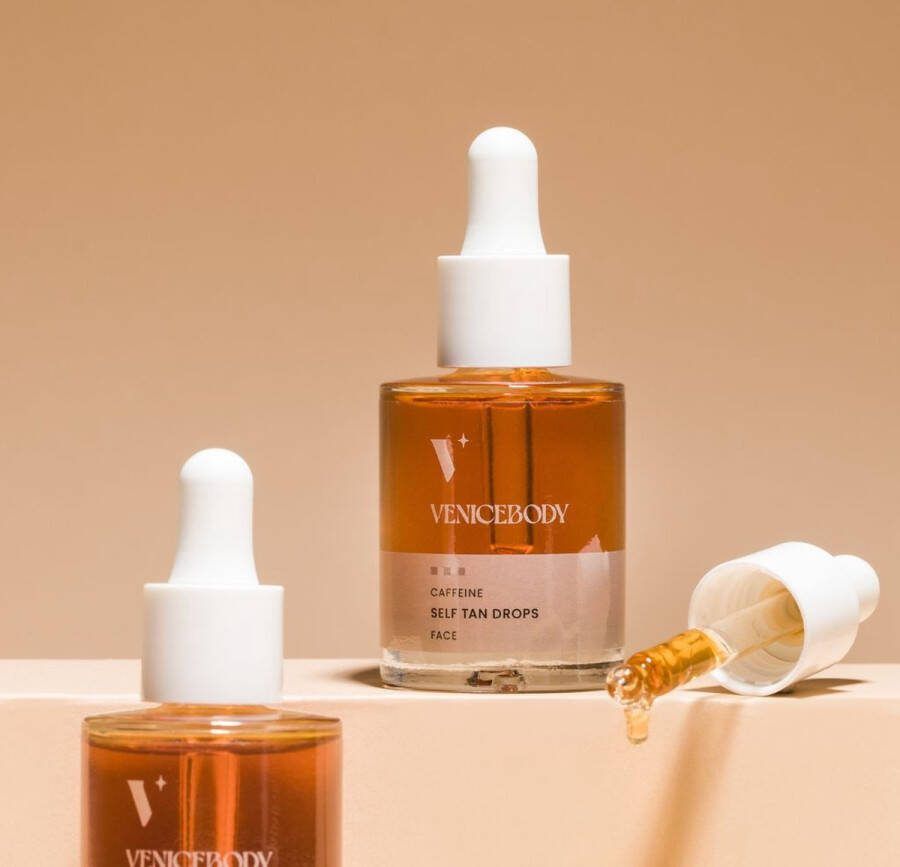 Venice Body VeniceBody Self tanning drops zelfbruiner gezicht met caffeïne Vegan & Cruelty Free HuidverbeterVeniceBodyende ingrediënten