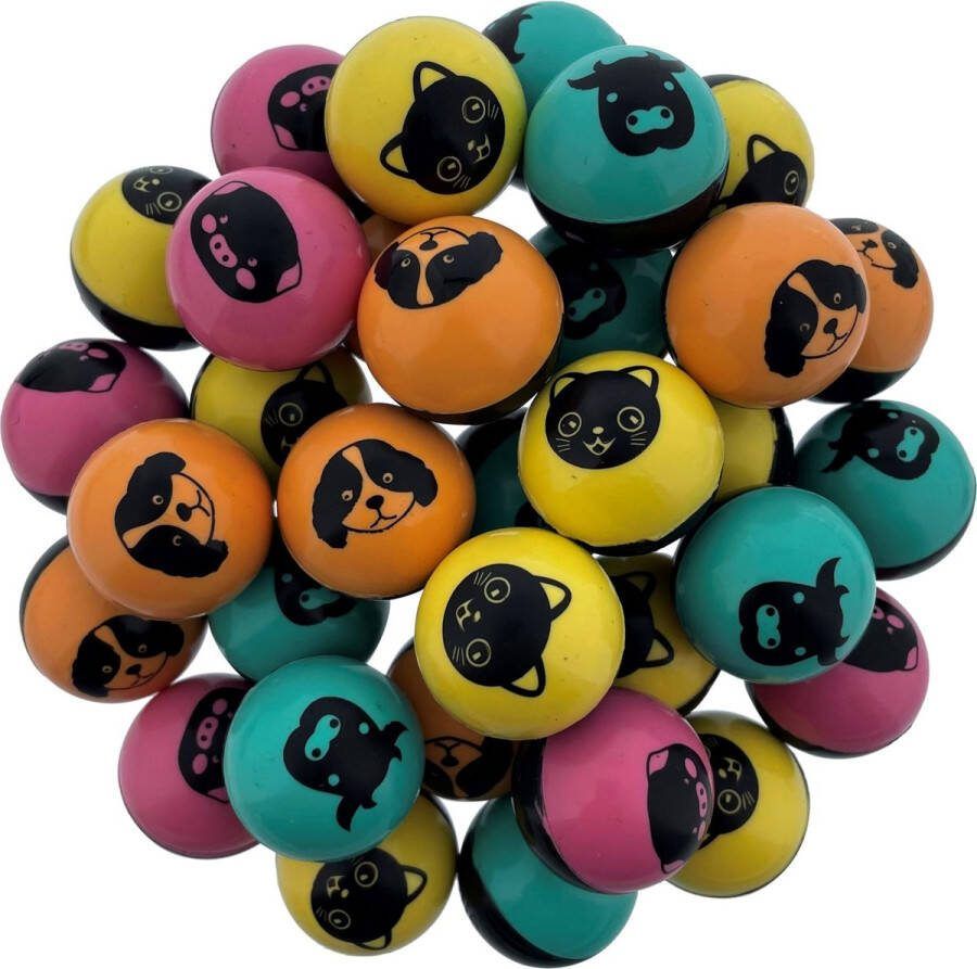 Venjoy 100 Stuiterballen Mix 32 mm dierenprint uitdeelcadeautjes traktatie kinderfeestje
