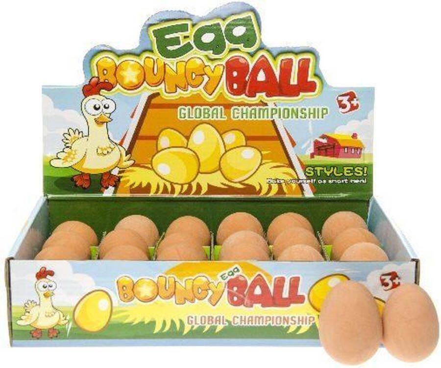 Venjoy Stuiterballen Ei stuiterbal in de vorm van een eitje 24 stuks in mooie displaydoos