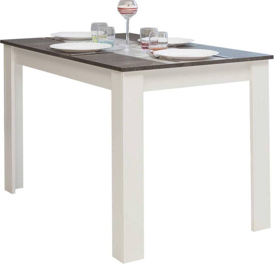 Vente-unique Eettafel CASSY II 4 personen wit blad met betonaspect L 110 cm x H 73 cm x D 70 cm