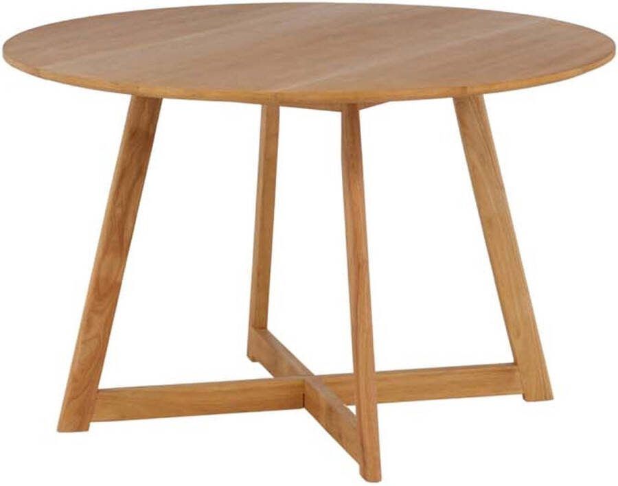 Hioshop Yadikon eetkamertafel Ø120cm uittrekbaar met extra plaat eik decor.