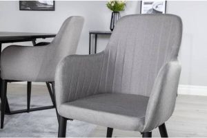 Hioshop Venture Home Eetkamerstoelen 2 st Comfort polyester zwart en grijs