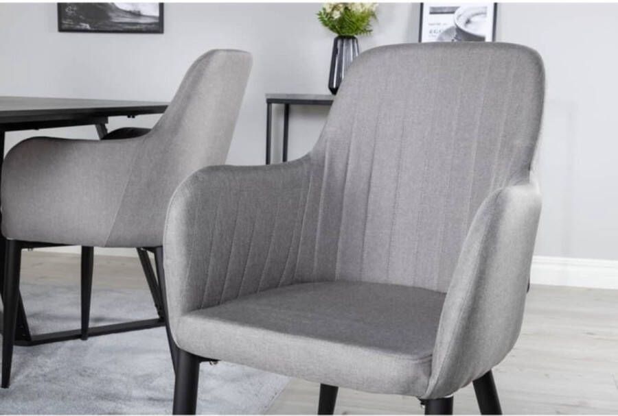 Venture Home Venture-Home-Eetkamerstoelen-2-st-Comfort-polyester-zwart-en-grijs