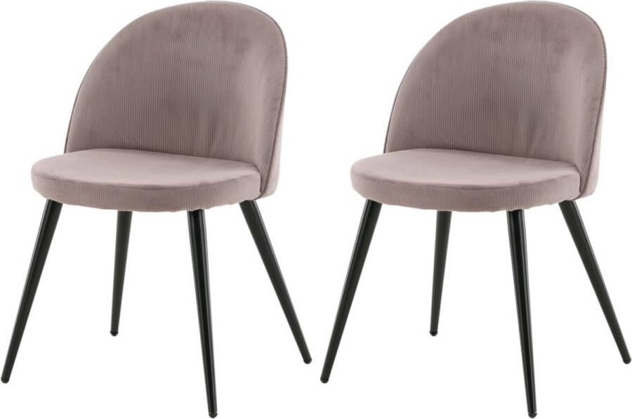 Venture Home Venture-Home-Eetkamerstoelen-2-st-Velvet-ribfluweel-zwart-stoffig-roze