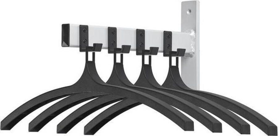 V-Part Wandgarderobe HIQ 4 hangers Steel Plastic zwart aluminiumgrijs