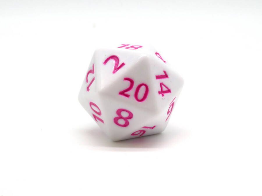 Vera's Arts & Dice Chonk D20 White Purple Wit met Paarse Nummers 40 mm D20 D&D Dobbelsteen 20-Zijdige Dobbelsteen Dobbelstenen Collectie RPGs Dungeons and Dragons Twintigzijdige Dobbelsteen