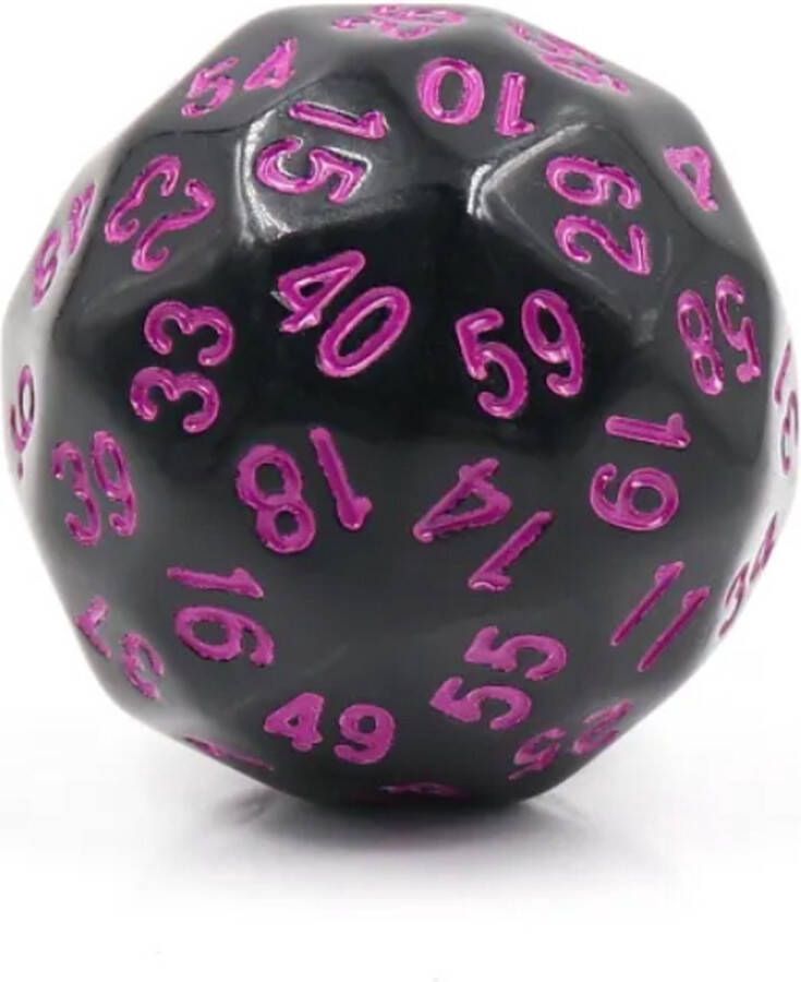 Vera's Arts & Dice D60 Black Purple Zwart met Paarse Nummers D Zestig D Sixty D&D Dobbelsteen 60-Zijdige Dobbelsteen Dobbelstenen Collectie RPGs Dungeons and Dragons