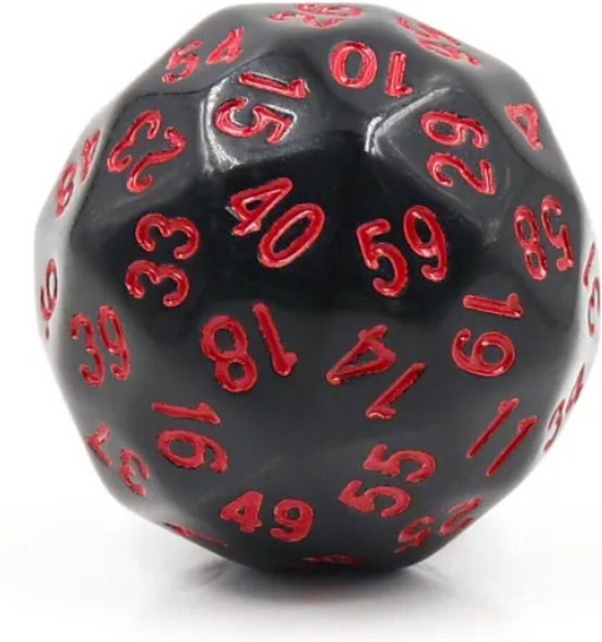 Vera's Arts & Dice D60 Black Red Zwart met Rode Nummers D Zestig D Sixty D&D Dobbelsteen 60-Zijdige Dobbelsteen Dobbelstenen Collectie RPGs Dungeons and Dragons