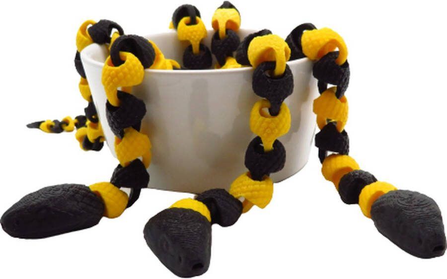 Vera's Arts & Dice Fidget Toy Slang Zwart Geel 3D Print Handgemaakt Articulated Snake Gelede Gewrichten Slang Huisdier Fidget Speelgoed