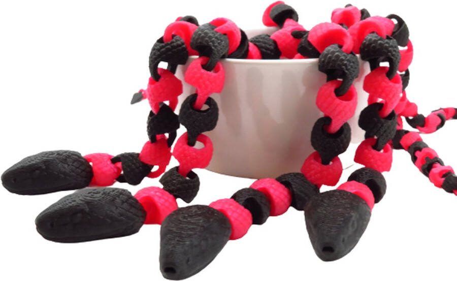 Vera's Arts & Dice Fidget Toy Slang Zwart Rood 3D Print Handgemaakt Articulated Snake Gelede Gewrichten Slang Huisdier Fidget Speelgoed