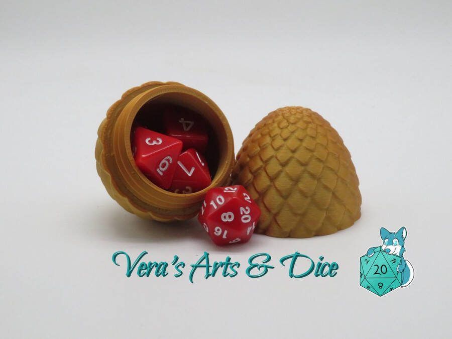 Vera's Arts & Dice Goud Draken Ei met Surprise Dobbelstenen Set 3D Print Mystery Dragon Egg