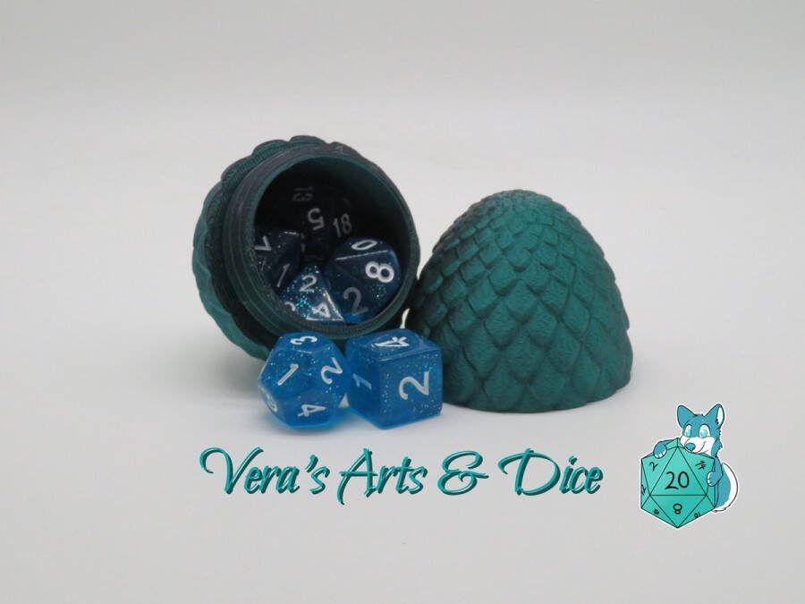 Vera's Arts & Dice Groen Zwart Draken Ei met Surprise Dobbelstenen Set 3D Print Mystery Dragon Egg Dual Colour