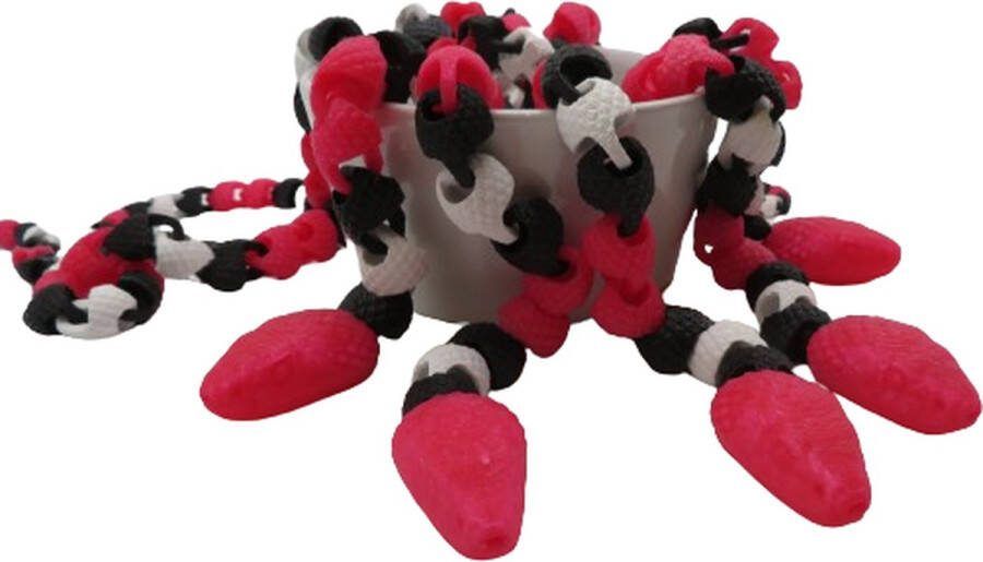 Vera's Arts & Dice Koningsslang Fidget Toy Slang Rood Zwart Wit 3D Print Handgemaakt Articulated Snake Gelede Gewrichten Slang Huisdier Fidget Speelgoed