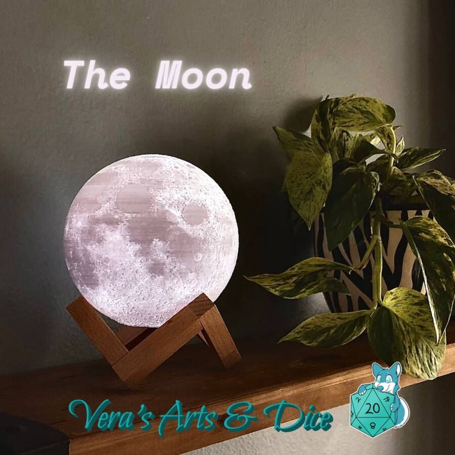 Vera's Arts & Dice Maan Lamp 16 Verschillende Kleuren Planeet Lampen LED Lamp Oplaadbaar Dimbaar Stroboscoop Effect Mogelijk Aanraak Gevoelig Afstandsbediening 3D Print Handmade Lampen Verlichting Sfeerverlichting Slaapkamer Woonkamer