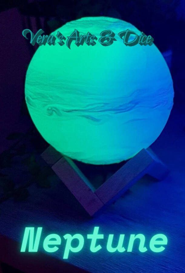 Vera's Arts & Dice Neptunus Lamp 16 Verschillende Kleuren Planeet Lampen LED Lamp Oplaadbaar Dimbaar Stroboscoop Effect Mogelijk Aanraak Gevoelig Afstandsbediening 3D Print Handmade Lampen Sfeerverlichting Slaapkamer Woonkamer