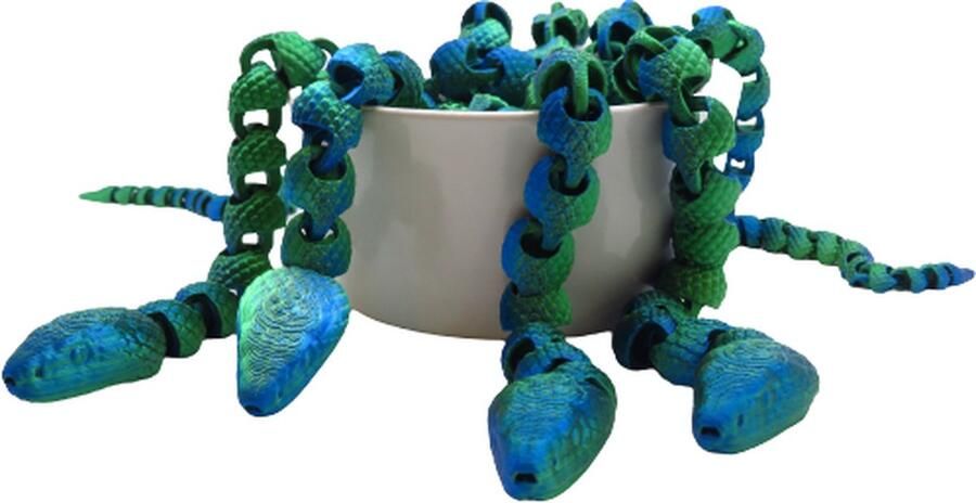 Vera's Arts & Dice Fidget Toy Slang Blauw Groen 3D Print Handgemaakt Multi Kleur Verschillende Kleur van Verschillende Hoeken Articulated Snake Gelede Gewrichten Slang Huisdier Fidget Speelgoed