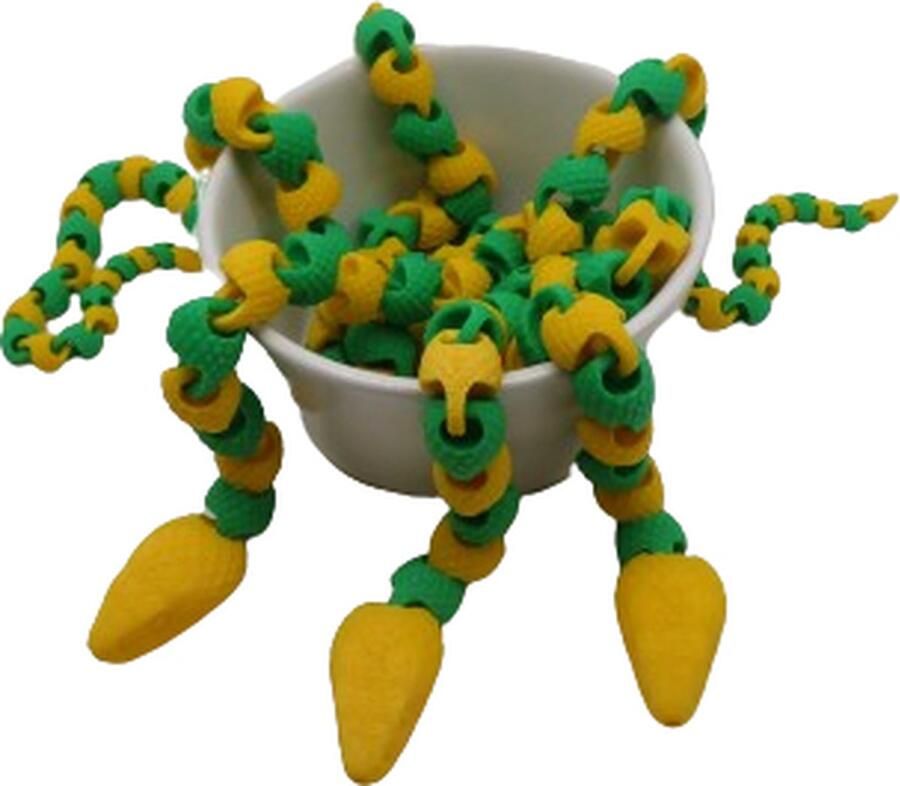Vera's Arts & Dice Fidget Toy Slang Geel Groen 3D Print Handgemaakt Articulated Snake Gelede Gewrichten Slang Huisdier Fidget Speelgoed