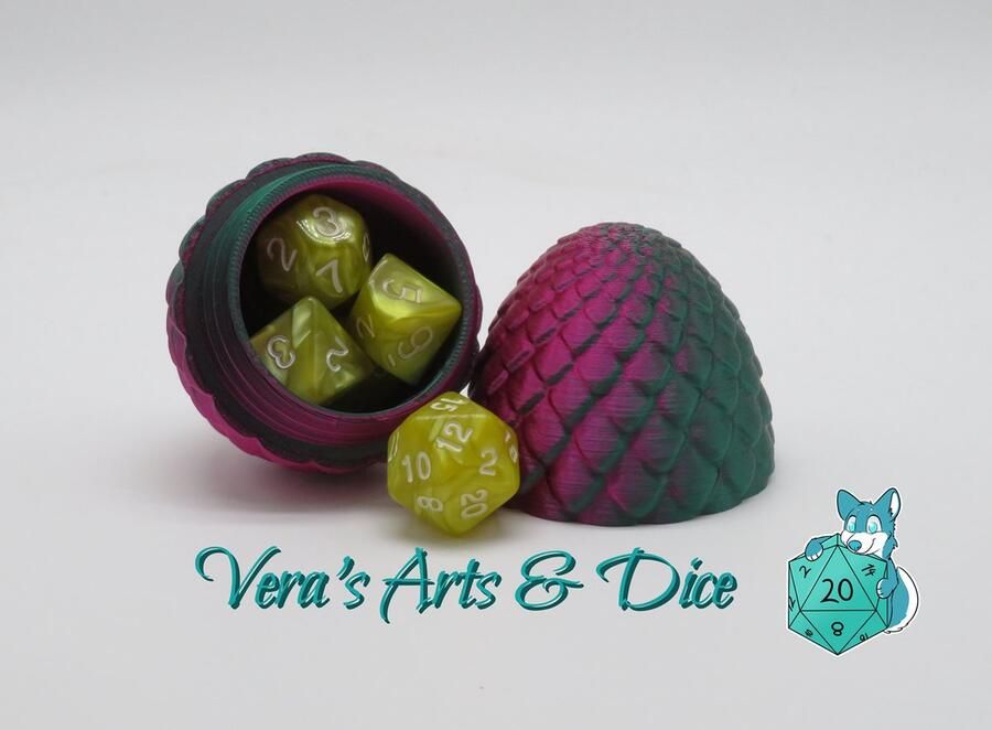 Vera's Arts & Dice Groen Paars Draken Ei met Surprise Dobbelstenen Set 3D Print Mystery Dragon Egg Dual Colour