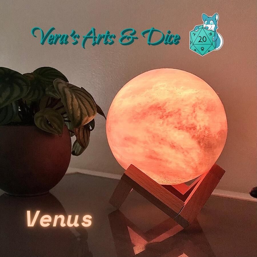 Vera's Arts & Dice Venus Lamp 16 Verschillende Kleuren Planeet Lampen LED Lamp Oplaadbaar Dimbaar Stroboscoop Effect Mogelijk Aanraak Gevoelig Afstandsbediening 3D Print Handmade Lampen Sfeerverlichting Slaapkamer Woonkamer