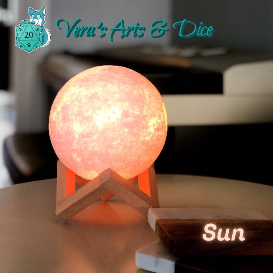 Vera's Arts & Dice Zon Lamp 16 Verschillende Kleuren Planeet Lampen LED Lamp Oplaadbaar Dimbaar Stroboscoop Effect Mogelijk Aanraak Gevoelig Afstandsbediening 3D Print Handmade Lampen Verlichting Sfeerverlichting Slaapkamer Woonkamer