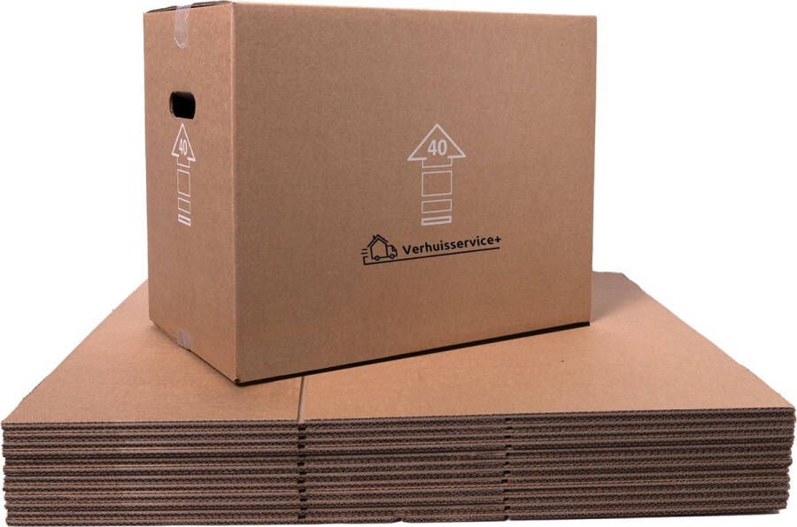 Verhuisservice+ Verhuisdozen 50 stuks 60 Liter Extra stevige Verhuisdoos Dubbel golf karton 50kg draagvermogen