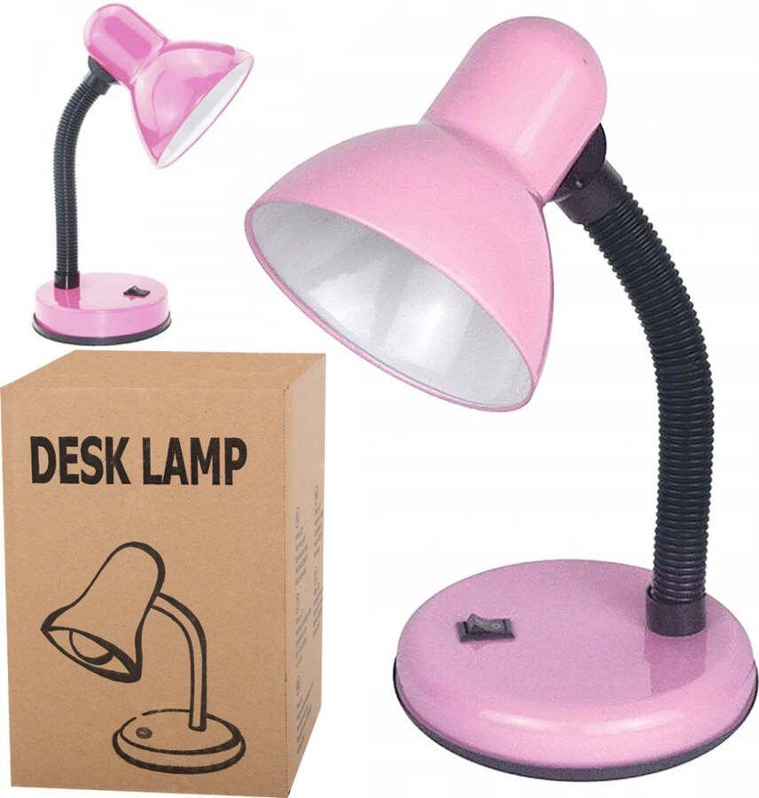 VERK GROUP Bureaulamp metaal roze zwart buigzame poot kinder tafellamp