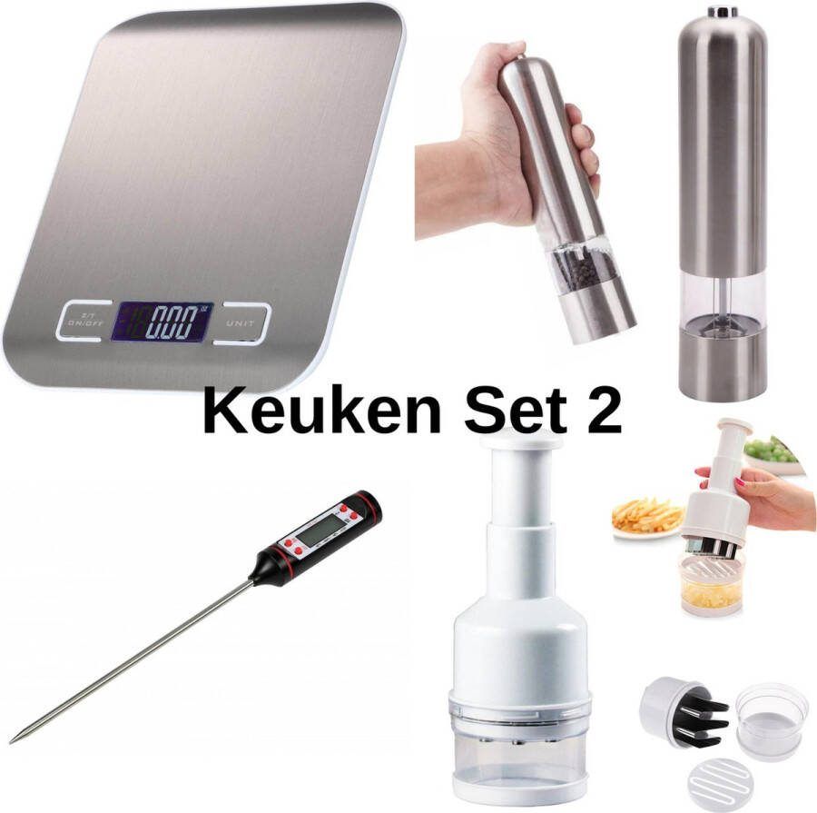 Verk Keuken weegschaal-Elektrische Zoutmolen Pepermolen-Keuken thermometer-Uiensnijder-Keuken Set 2