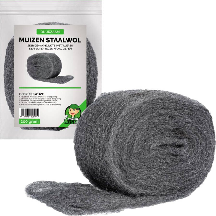 VerminBuster Muizen Staalwol 3 meter 200 gram Muizengaas Muizenverjager