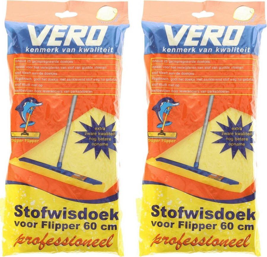 Vero 50x Stofdoeken met citroengeur voor stofwisser 60 cm VloerFlipper60 Huishouden Schoonmaken Stofwissers vloerwissers stofdoekjes