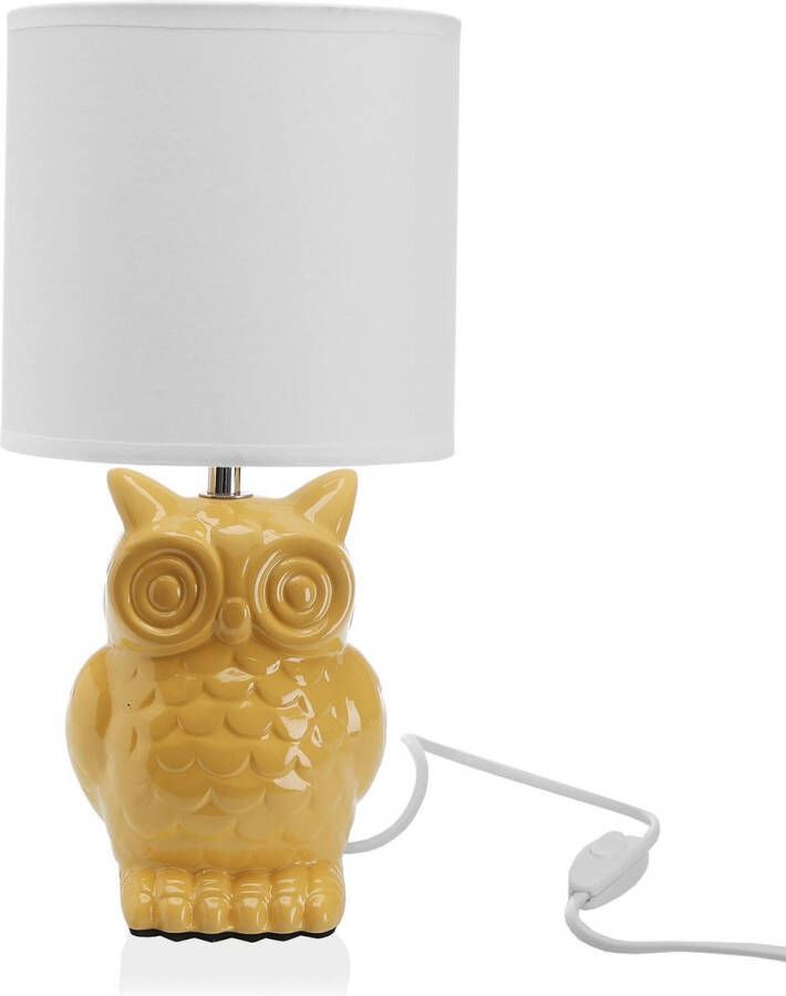 Versa Home Tafellamp Bureaulamp Sfeerlamp Uil Geel Keramisch 16 x 16 x 32 5 cm