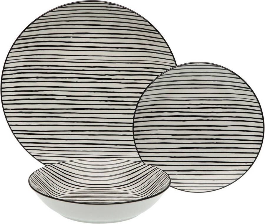 Versa Serviesset Black Line Zwart Porselein 18 Onderdelen (18 pcs)