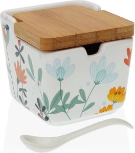 Versa Suikerpot Blommor Keramisch (8 x 10 3 x 8 cm)