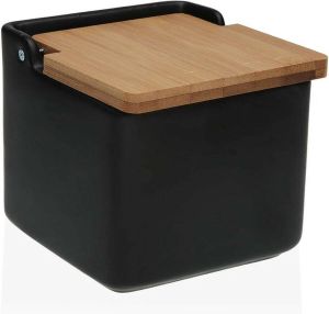 Versa Zoutvaatje met deksel Zwart 12 2 x 11 5 x 12 2 cm Keramisch Dolomite