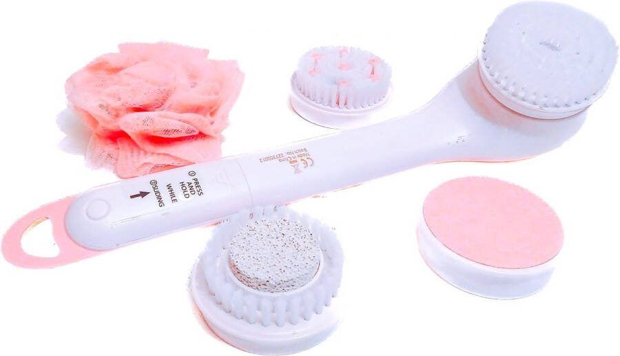 Versteeg Spa Brush Doucheborstel Mini Spa 5 Borstels Massage Scrub Tool Badborstel Rug Roze Wit