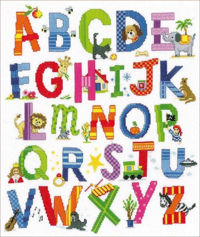 Vervaco Abc met dieren borduren (pakket)